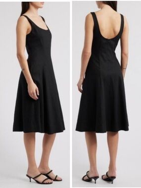 Vince | Dresses | Vince Linen Blend Scoop Neck A Line Dress In Black Xl |  Poshmark